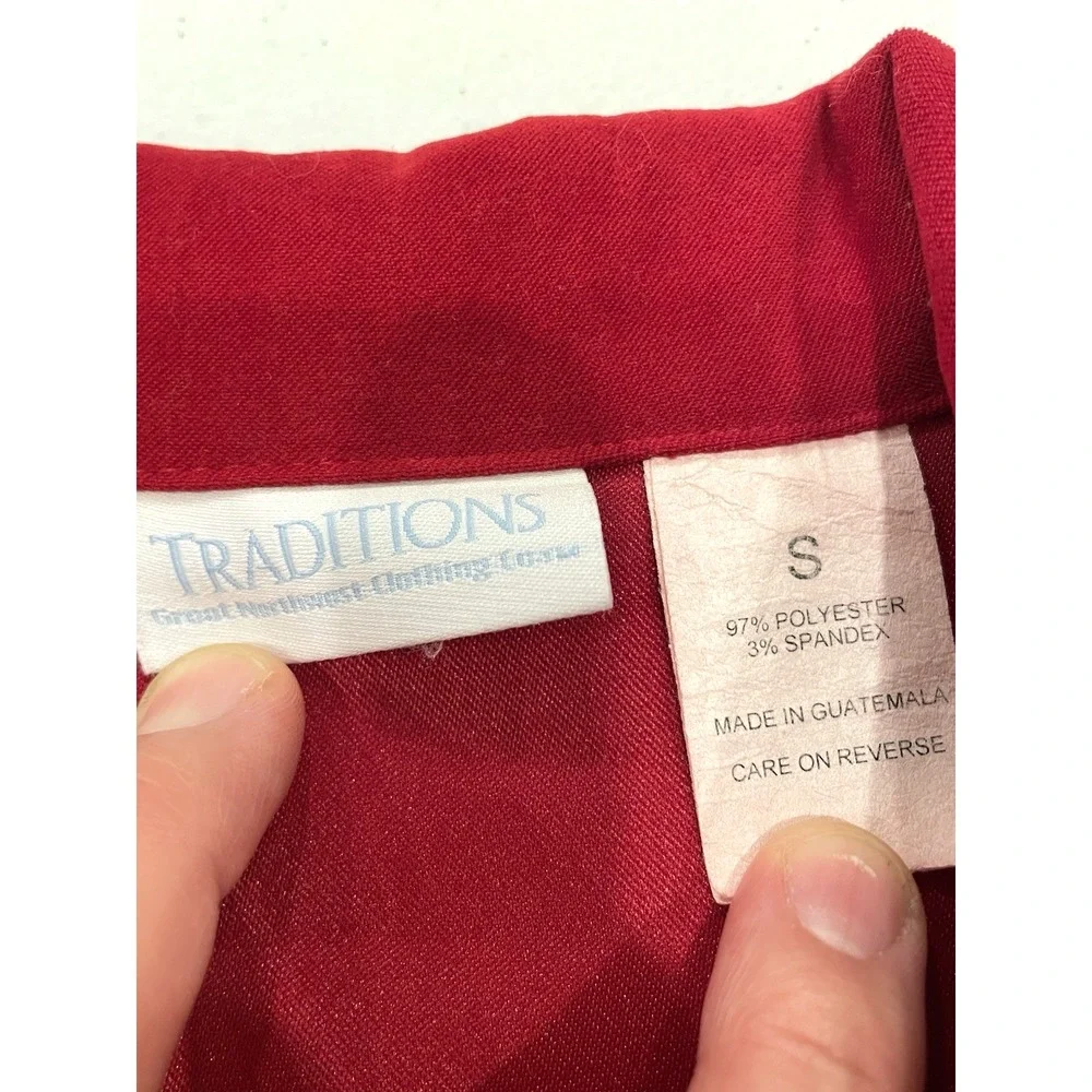 Vintage Traditions‎ Women's Red Jacket Blazer Small Office Career Grunge Velvet